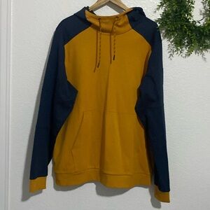 The North Face Navy and Gold Long Hooded Sweatshirt Size XL/TG